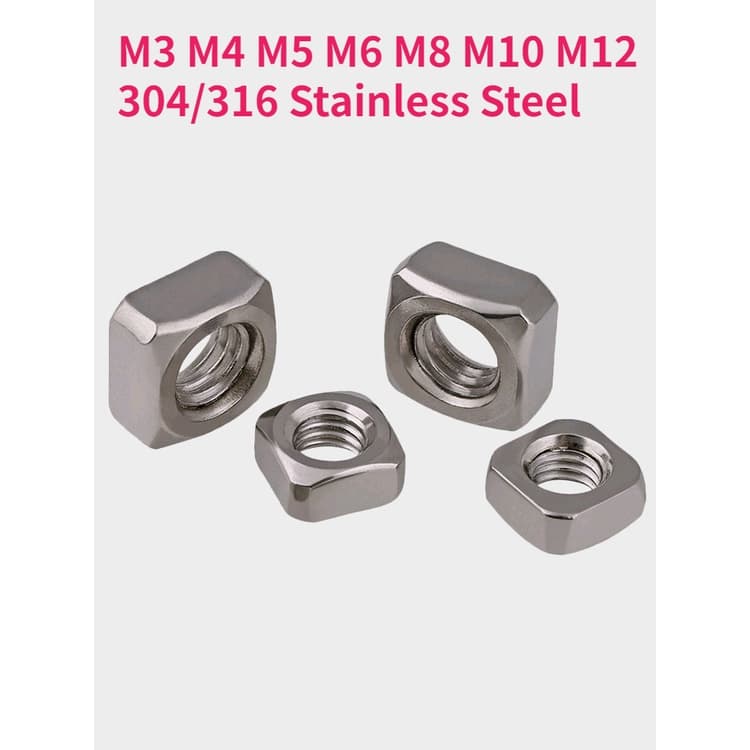 M3 M4 M4 M5 M6 M8 M10 M12 304/316 Porcas Quadradas De Aço Inoxidável