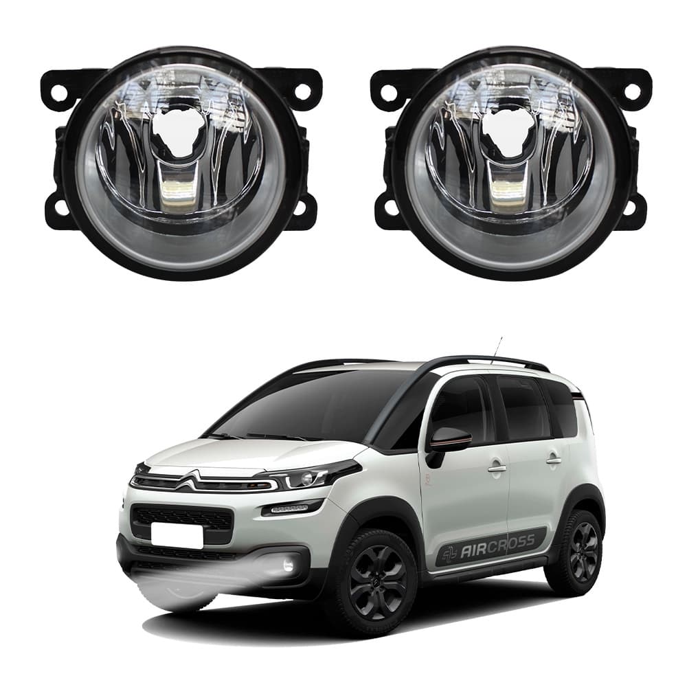 Farol de Milha Aircross 2010 a 2015 Par Farol Auxiliar de Carro Lente de Vidro Neblina Automotivo