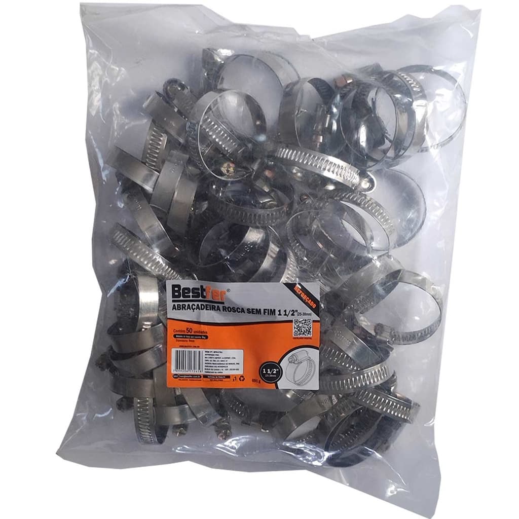Kit 50 Abraçadeira De Metal Para Mangueira 1 e 1/2 Reforçada