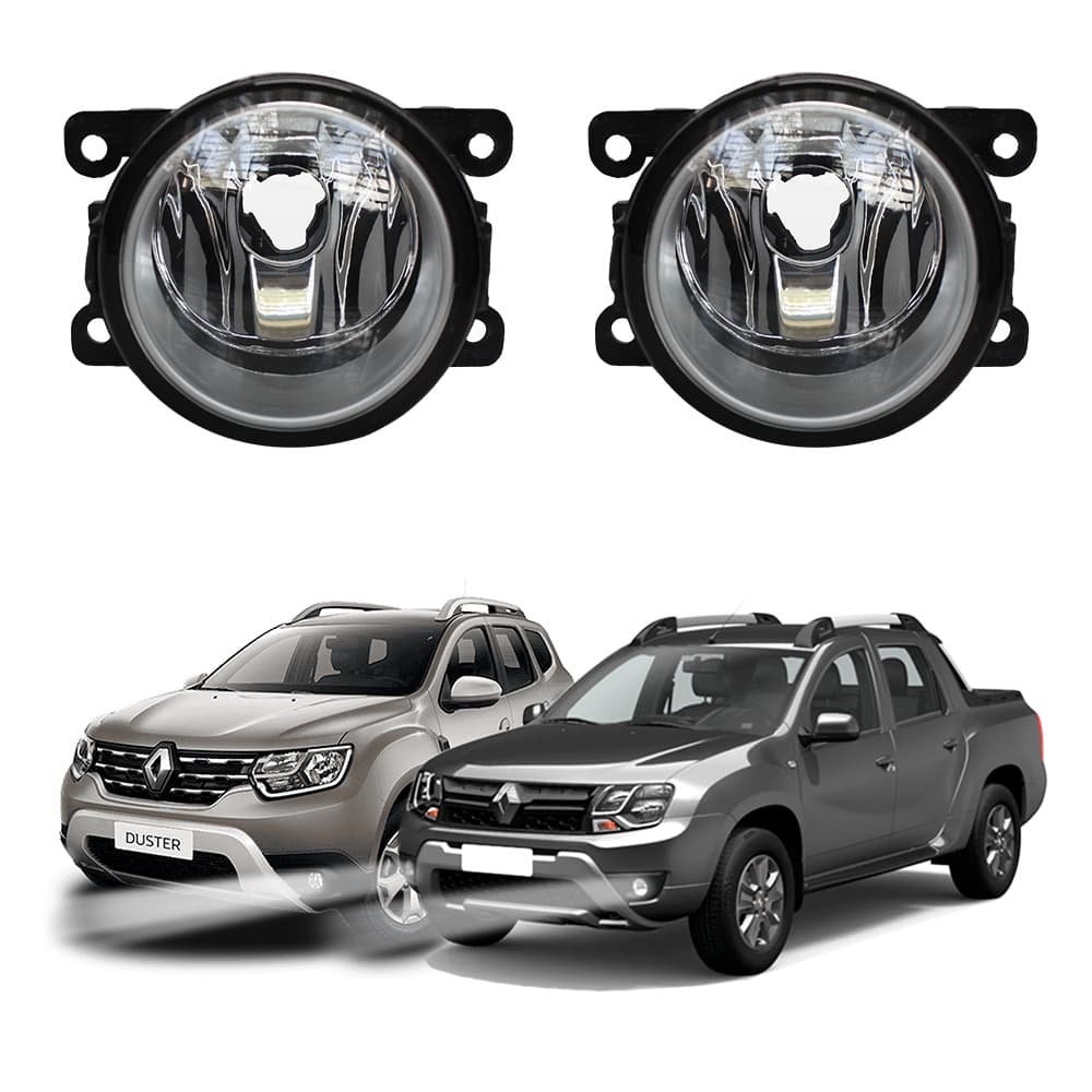 Farol de Milha Duster 2011 a 2023 Oroch 2016 a 2023 Par Farol Auxiliar de Carro Lente Vidro Neblina