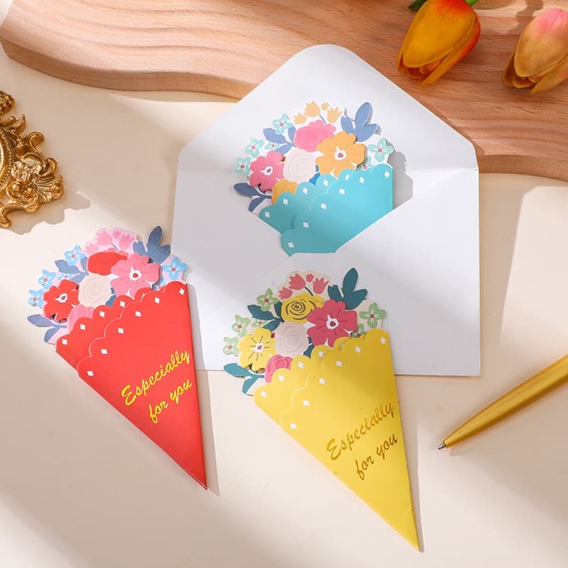 5pcs Cartão De Felicitações Do Dia Das Mães Pacote De Flores Bênção Presente Decorativo