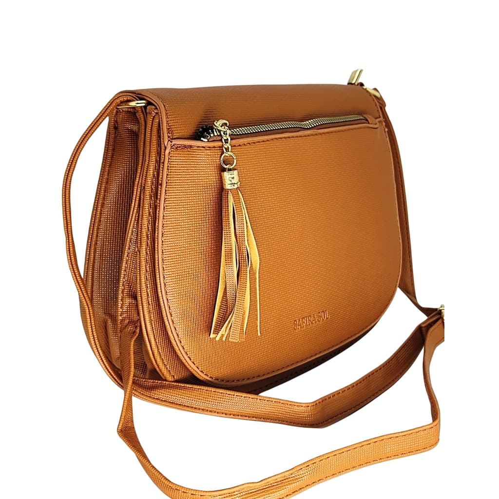 Bolsa feminina tiracolo transversal grande ziper metal luxo