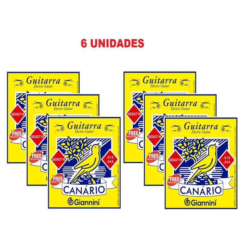 Kit 6 Encordoamento Guitarra GESGT10 (.010 - .046) - Canario