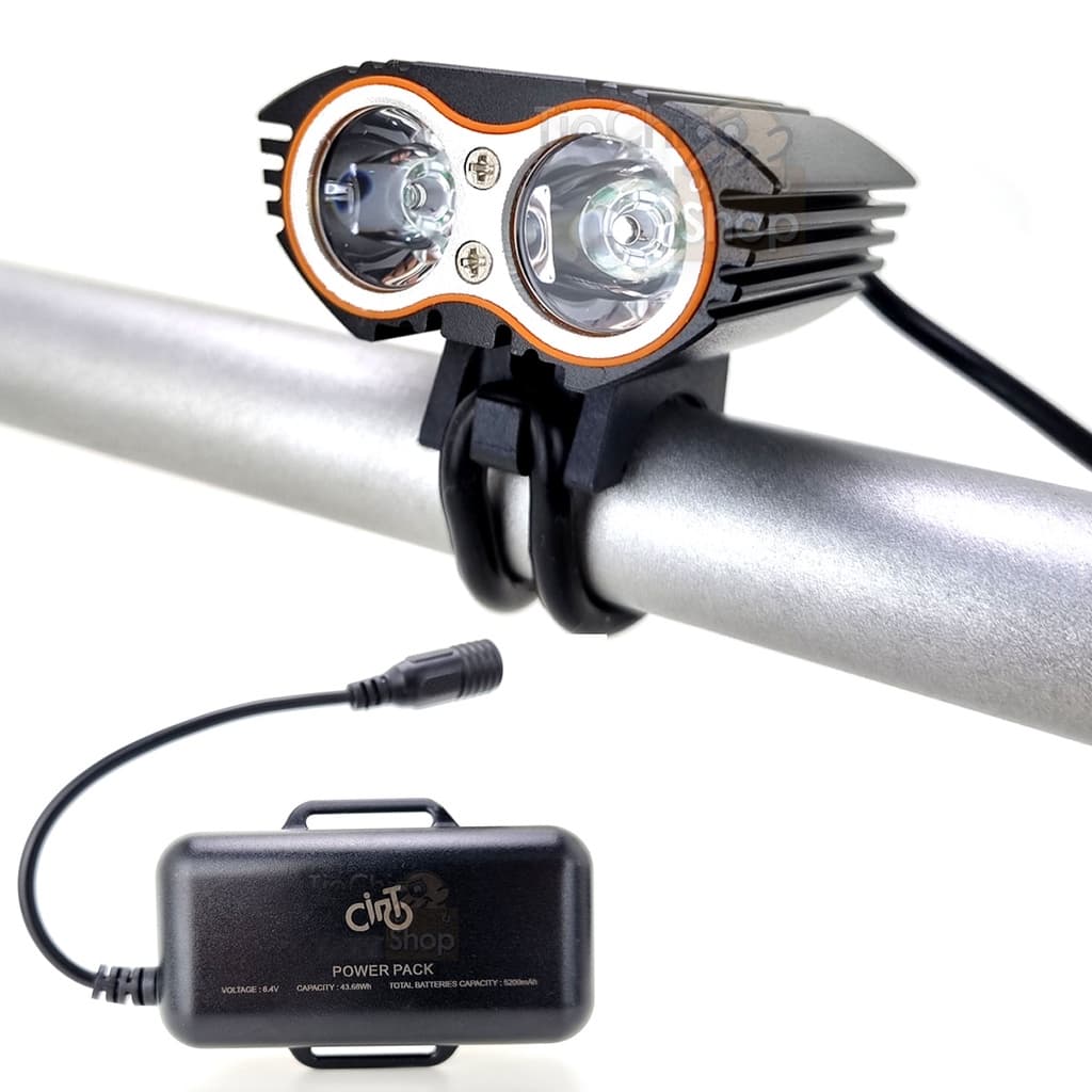 Farol Bike 2 Leds T6 Profissional 1.600 Lumens Bateria 8.4v
