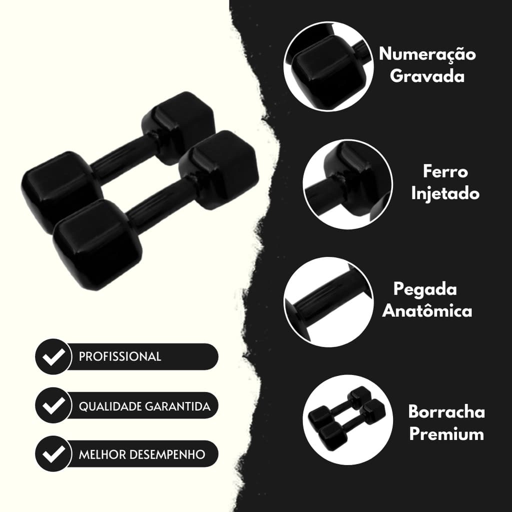 Halter Sextavado Emborrachado 6 Kg