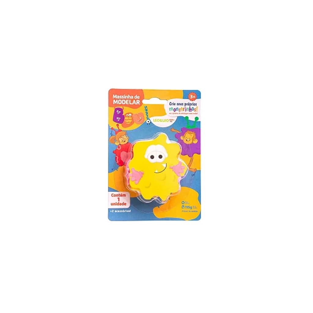 Kit 1 Massa De Modelar Buu Amarelo C/2 Acessórios - Leo&Leo