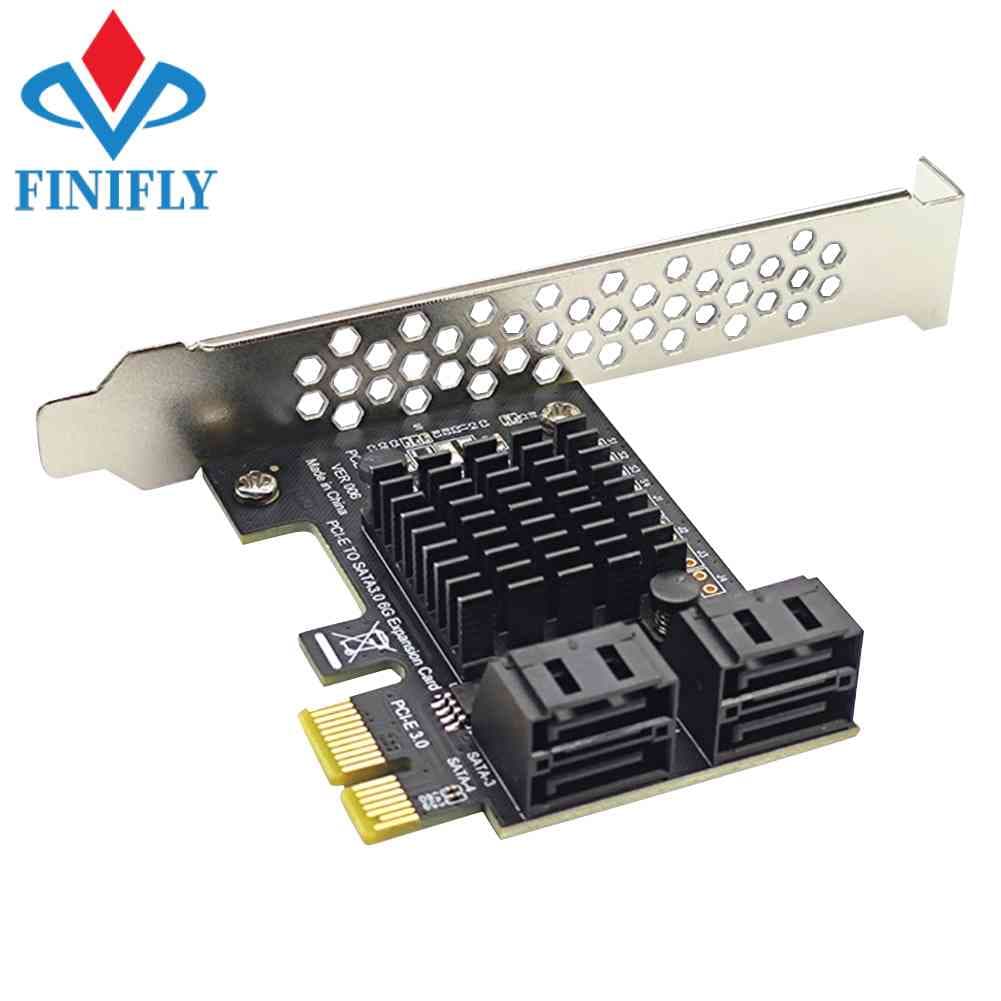 4 Portas SATA III Placa PCIe 6Gbps 3.0 Para PCI-e 1X Adaptador Com Suporte