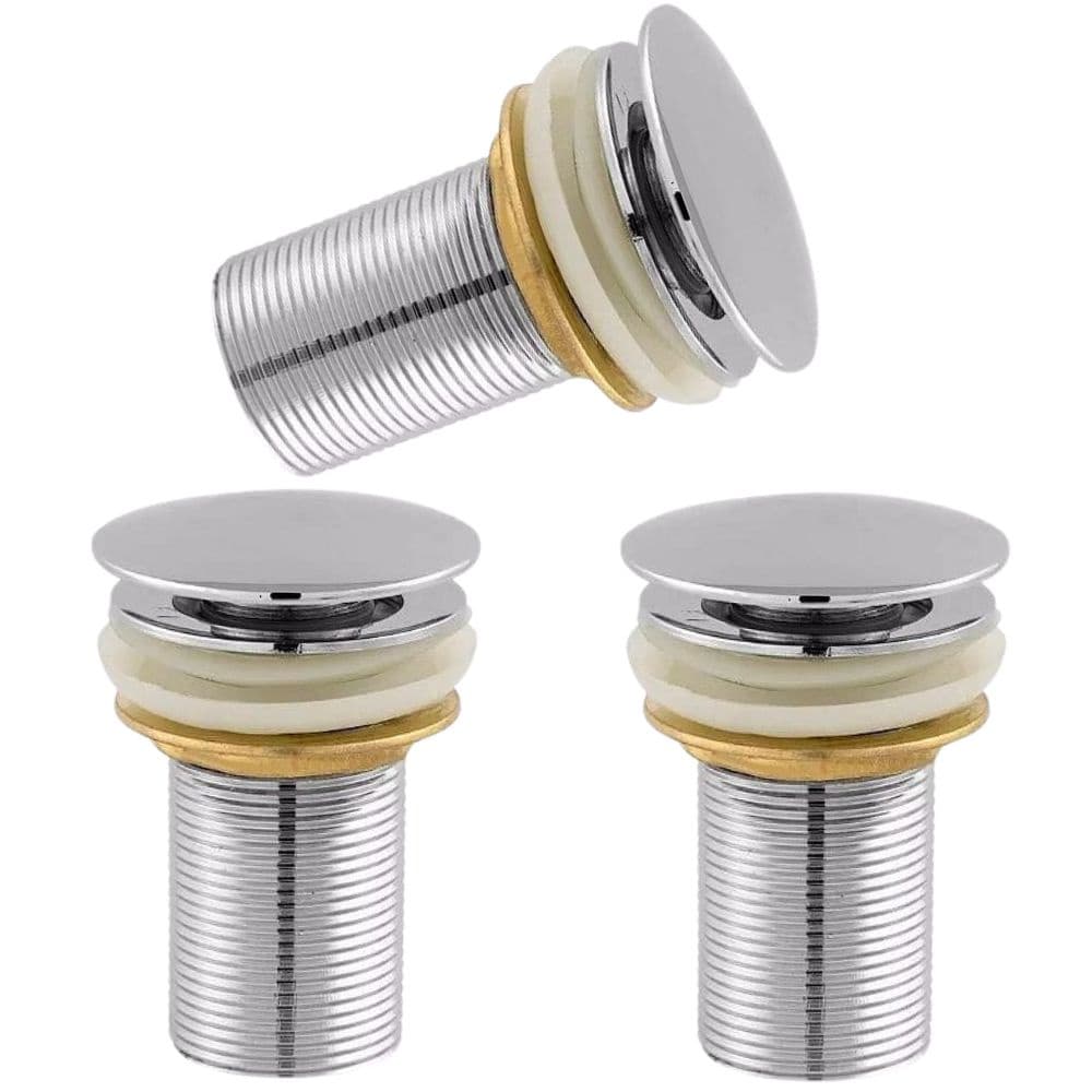 Kit 3 Valvula Click Lavatorio 1 1/4 Metal Inox Cuba Tanque