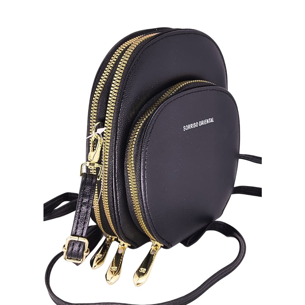 Bolsa feminina transversal redonda tiracolo 3 divisórias luxo entrega rápida