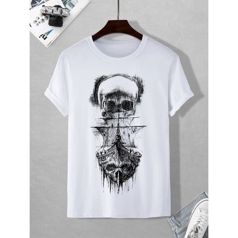 Camiseta Masculina Algodão 30.1 Estampada Camisa Masculina Barco