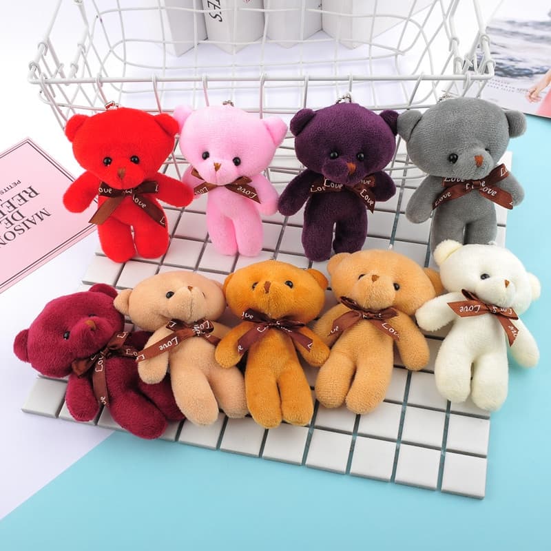 12cm Multicolor Boneca Urso De Pelúcia Ursinhos Carinhosos pelúcia Pingente Porta-Chaves Criativo Pequena Bolsa De Presente Acessórios Infantil