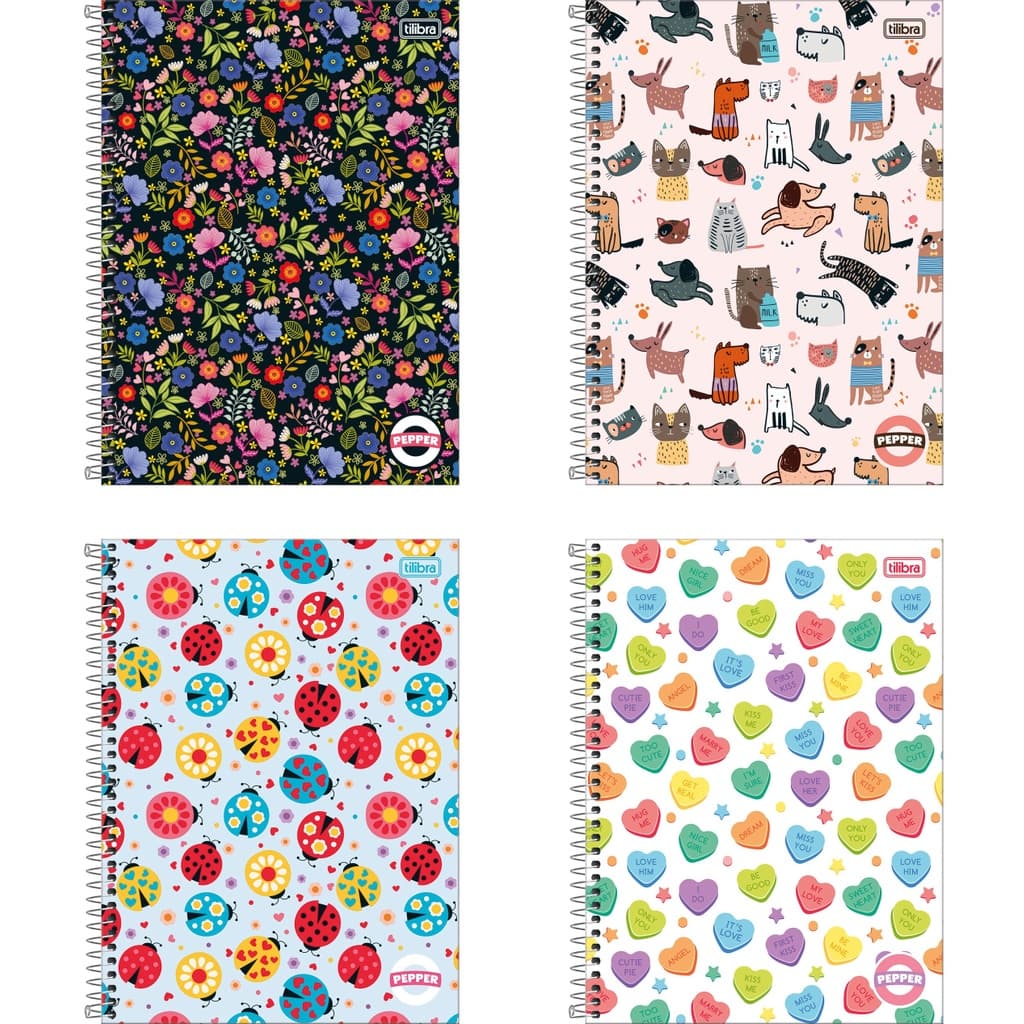 Caderno Tilibra Espiral Capa Dura Universitário 1 Matéria Pepper 80 Folhas Feminino - caderno grande