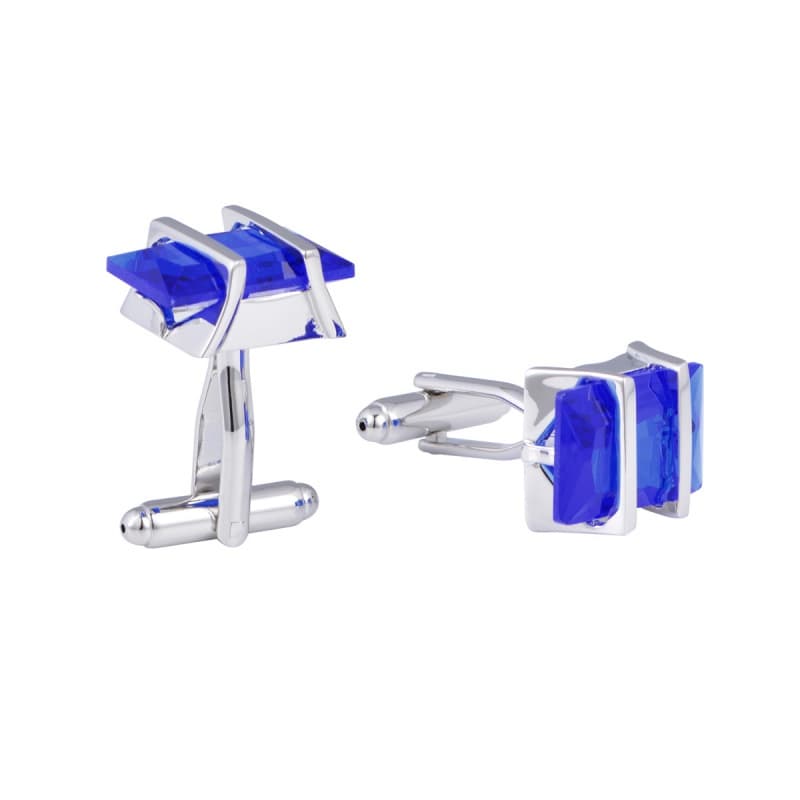 Abotoaduras de Zircônia Azul, Abotoaduras Francesas de Cristal Transparente de Alta Qualidade e Estilo Moderno