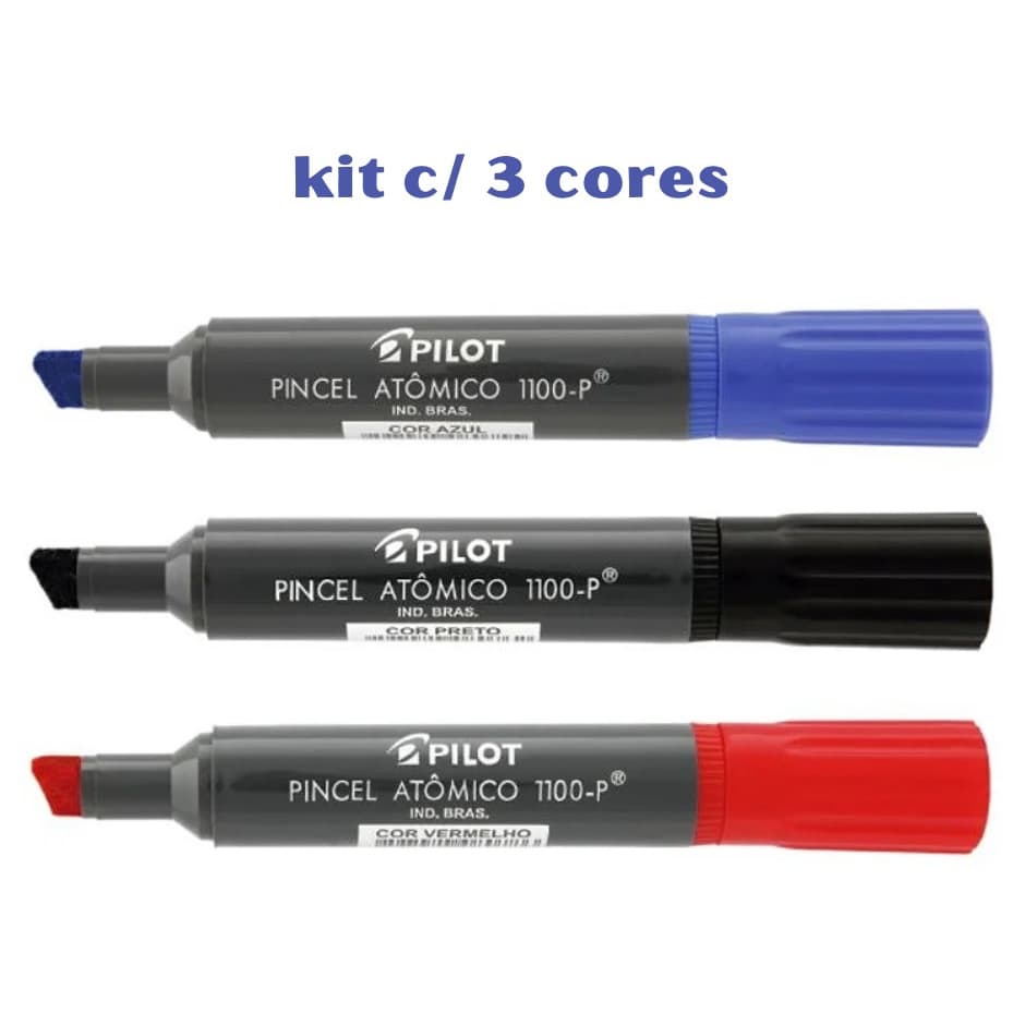 Pincel Atômico Permanente Pilot Recarregável 3 Cores 1100-P