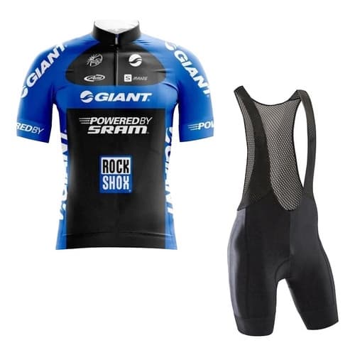 Kit Bretelle Forro Gel Camisa Ciclismo Giant Manga Curta Dry Fit Pro Zíper Fitness Mtb