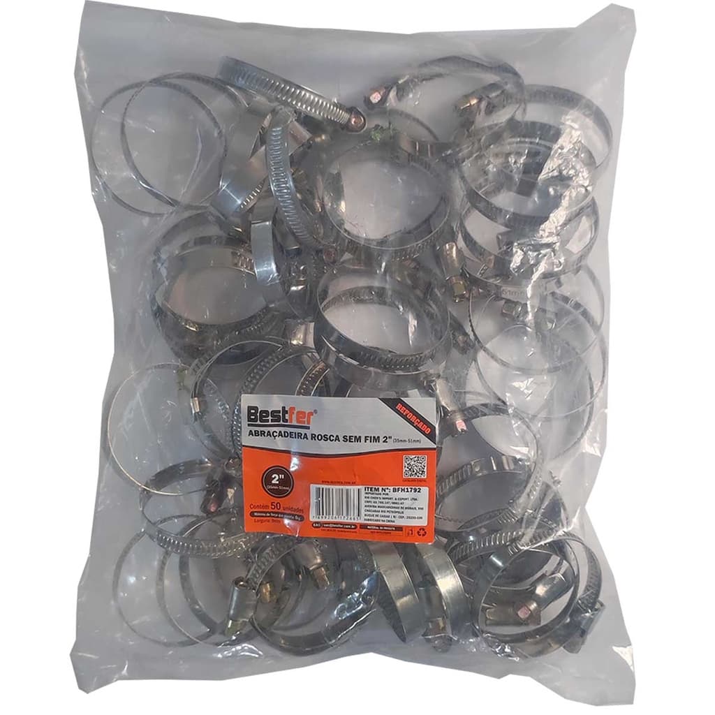 Kit 50 Abraçadeira De Metal Para Mangueira 2 Pol Reforçada