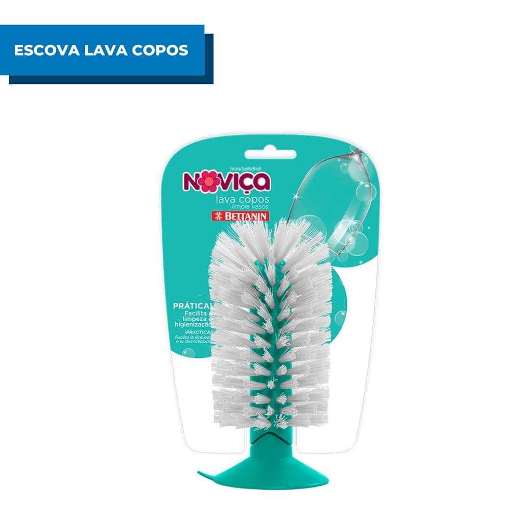 Escova Lava Copos Taças Garrafas Com Ventosa de Pia Noviça Bettanin Mamadeira Prático Limpeza