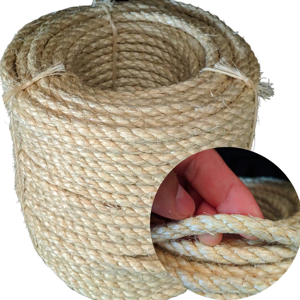 CORDA DE SISAL LASIS 8MM 30M ARTESANATO ARRANHADORES DECORAÇÃO RUSTICA JUTA