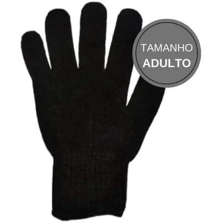 Luva De Lã Frio Inverno Adulto Preta Feminina Masculina Mãos