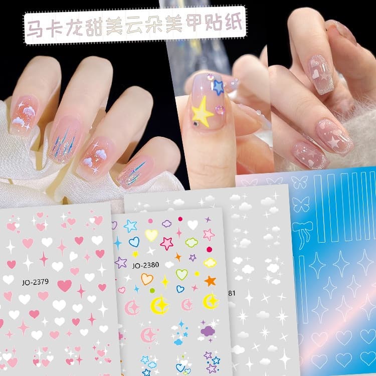 Adesivo de unhas estrela nuvem amor estrela Manicure adesivo autoadesivo adesivo de unhas colorido estrela de cinco pont