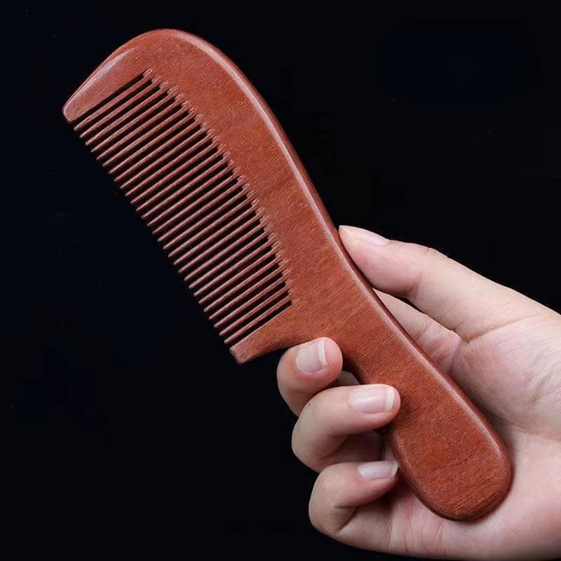Pente De Madeira Feito À Mão , Sândalo Natural , Dentes Largos E Finos , Pentes De Cabelo Barba , Antiestático , Sem Esc