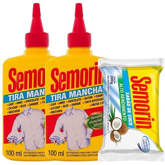 Kit Compre 2 Tira Manchas Grátis 1 Sabão De Coco Semorin