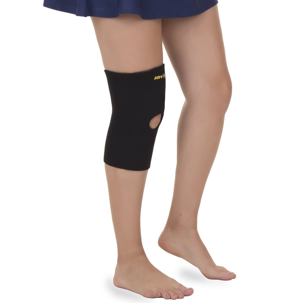 Joelheira Ortopédica Em Neoprene Com Suporte Para Rótula Bilateral Preto - Artipé