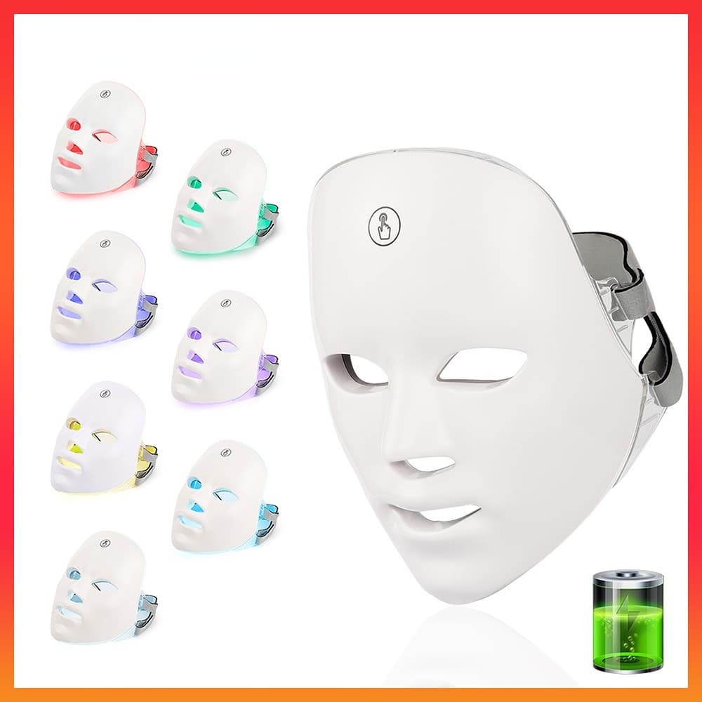 Máscara De Pescoço Para Rosto LED 7 Cores Rejuvenescimento Da Pele