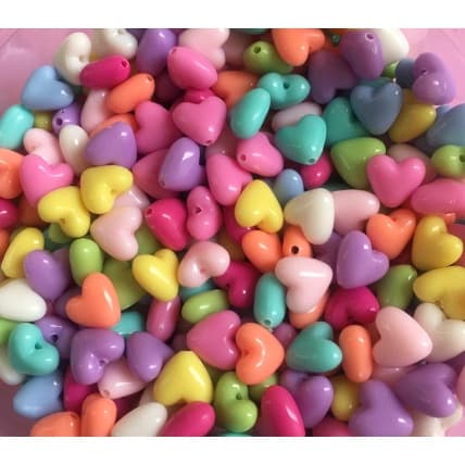 Miçanga Entremeio Coração Candy / Passante Colorido Pulseira / Colar 25 ou 50 unidades