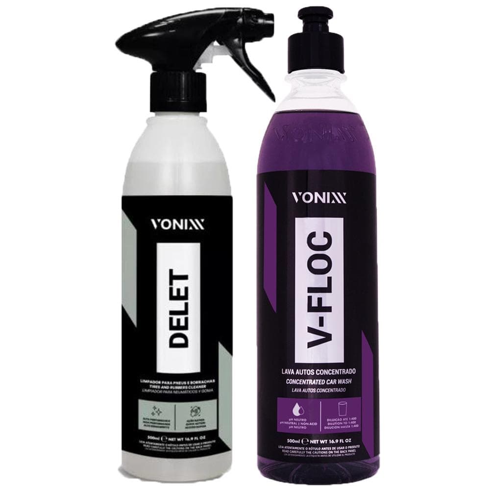 Delet Limpador Pneus E Borracha + Shampoo Automotivo V-Floc