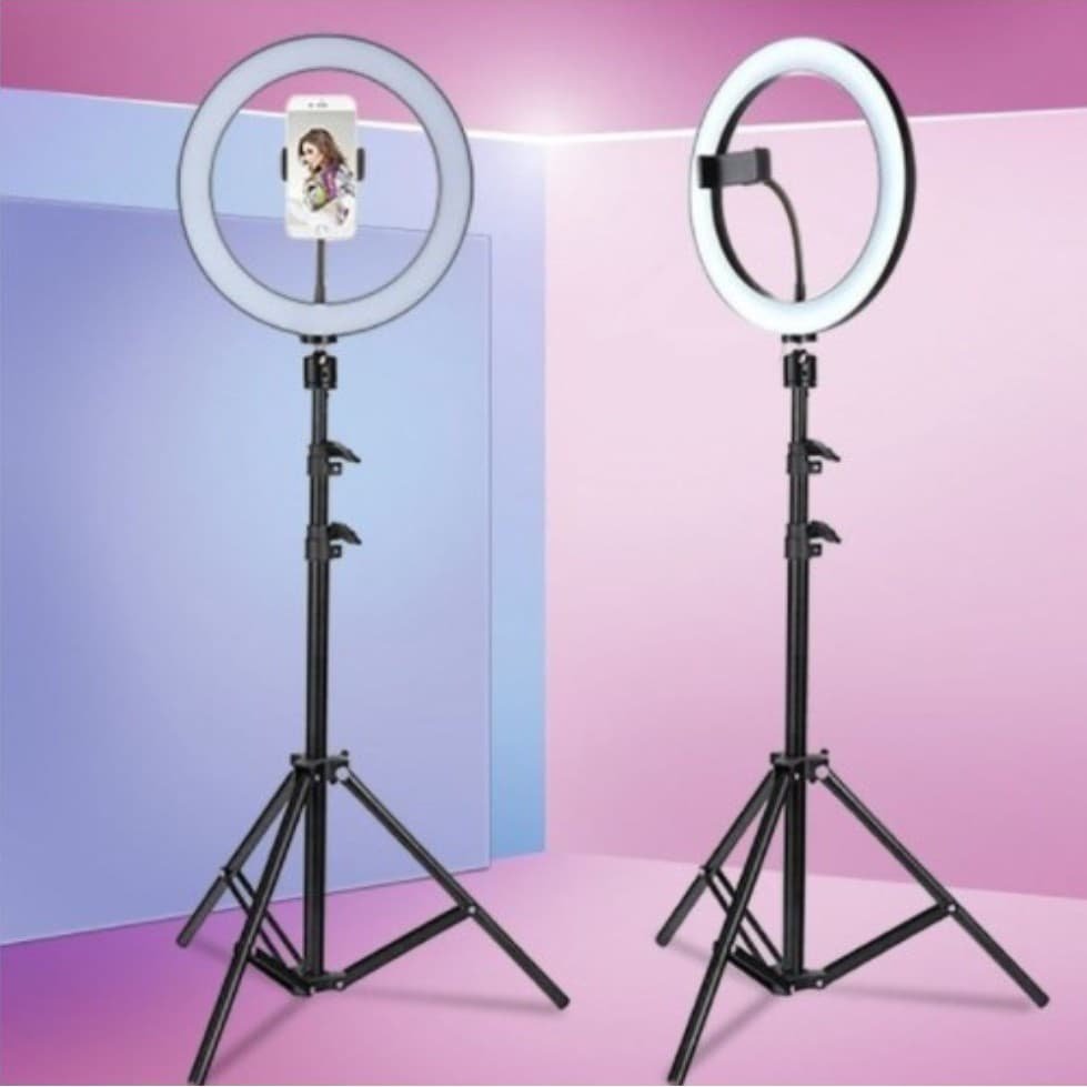 Ring Light Led Completo Iluminador Portátil Self 10 12 Polegadas com Tripé 1.10m