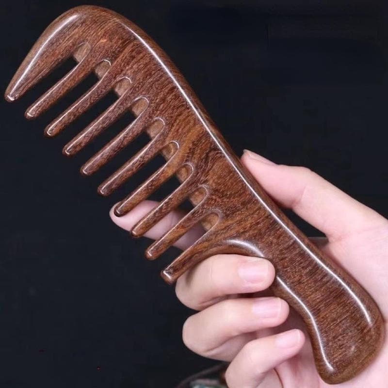 Pentes De Cabelo Feitos À Mão Antiestático Natural Dourado Sândalo Desembaraçador Dentes Largos Pente De Madeira Para Mu