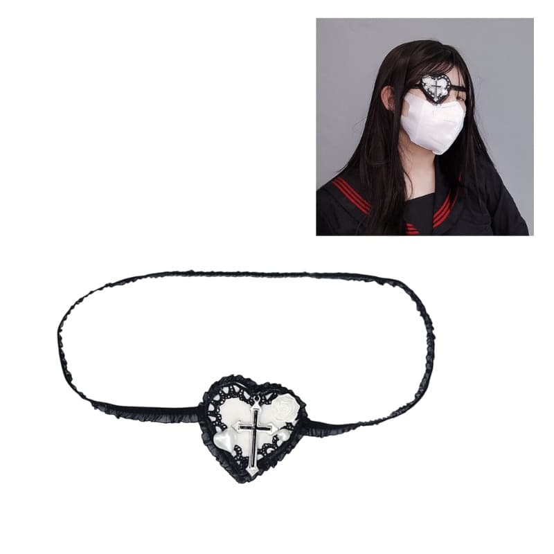 KIN Heart Eyepatch Olho Único Gótico Tapa-Lolit Eye Patch