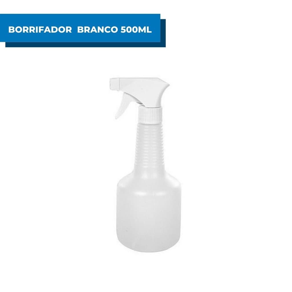 Borrifador Branco 500ml MM Plástico Álcool Água Pulverizador Gatilho Válvula Limpeza