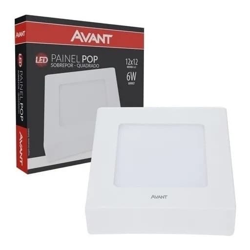 2 Plafon Sobrepor Quadrado Led 6w 12x12cm Branco Frio 6500k