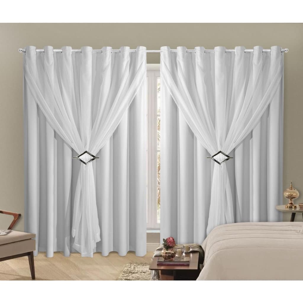 Cortina Blackout PVC 4,00m X 2,30m Com Voil Branco