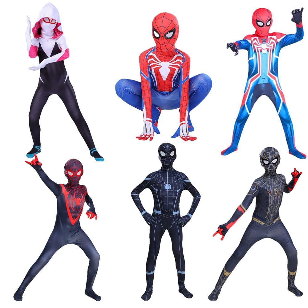 Fantasia de super-herói homem aranha macacão para crianças zentai halloween cosplay menino menina macacão