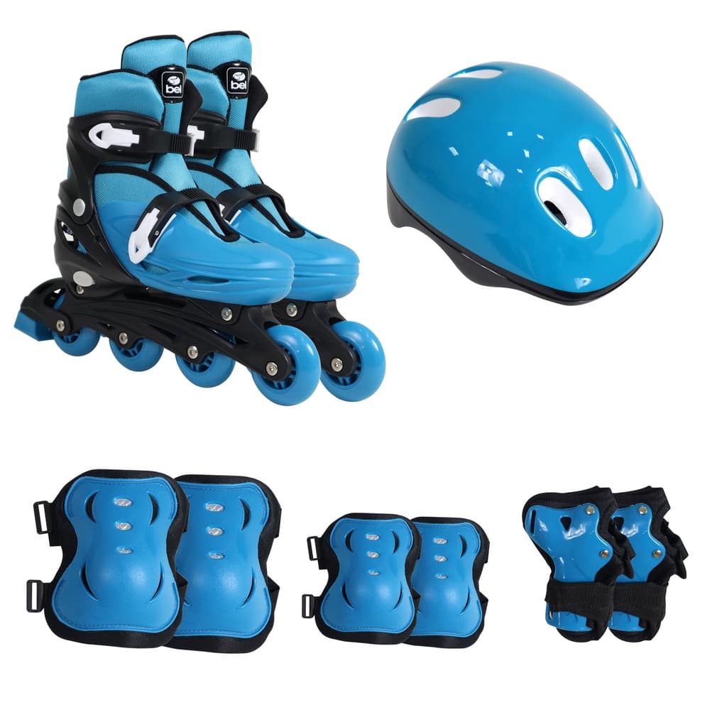 KIT ROLLER RADICAL PATINS AZUL 37 AO 40  AJUSTÁVEL BEL