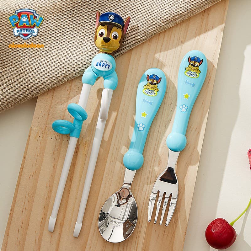 Kit talheres infantil Colher Garfo Faca inox PAW Patrol original escolar para Alimentação Infantil Bebê Personagens