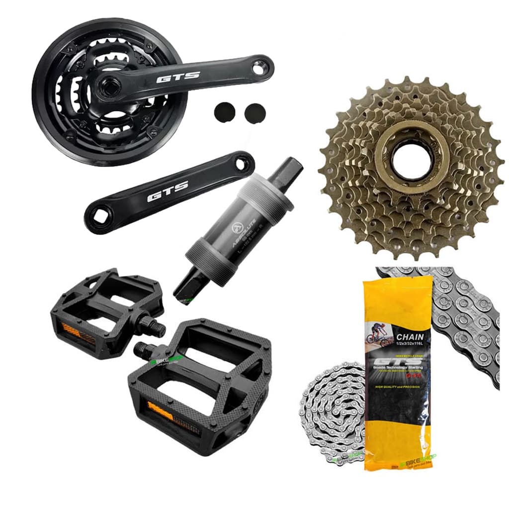Pedivela Bicicleta GTS 42D + Catraca7v + Pedal + Corrente + Movimento Central