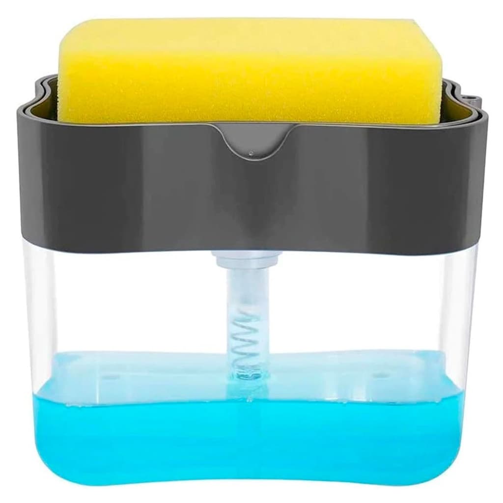 Dispenser Detergente 2 Em 1 520ML Esponja Limpeza Sabão Limpa Cozinha Casa Louça Dosador