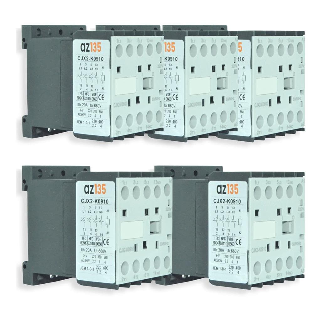 Kit Com 5 Mini Contatoras 9a 220v Tiwa 50/60 Hz Lc1k-0910m7