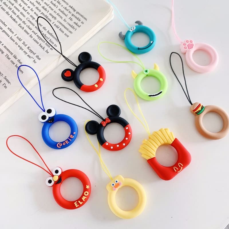 Corda De Anel De Silicone Para Porta Telefone Celular-Chaveiro Fofo De Cartoon Curto Anti-Perda De Lanyards