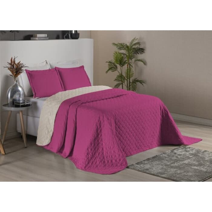 Cobre Leito Realeza Casal Queen 3 Peças - Pink