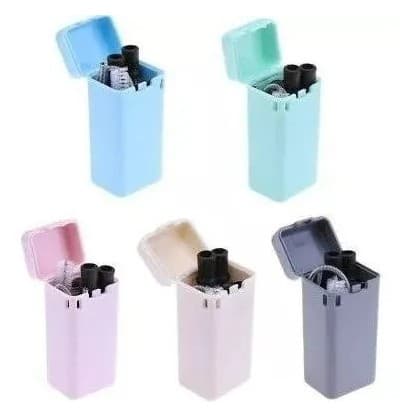 Canudo Dobrável Bebidas Para Viagem Aço Inox Dispenser