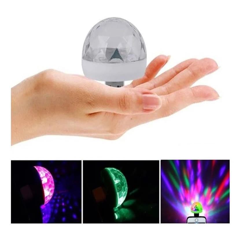 Mini Lampada Led Colorido Globo Giratoria Usb