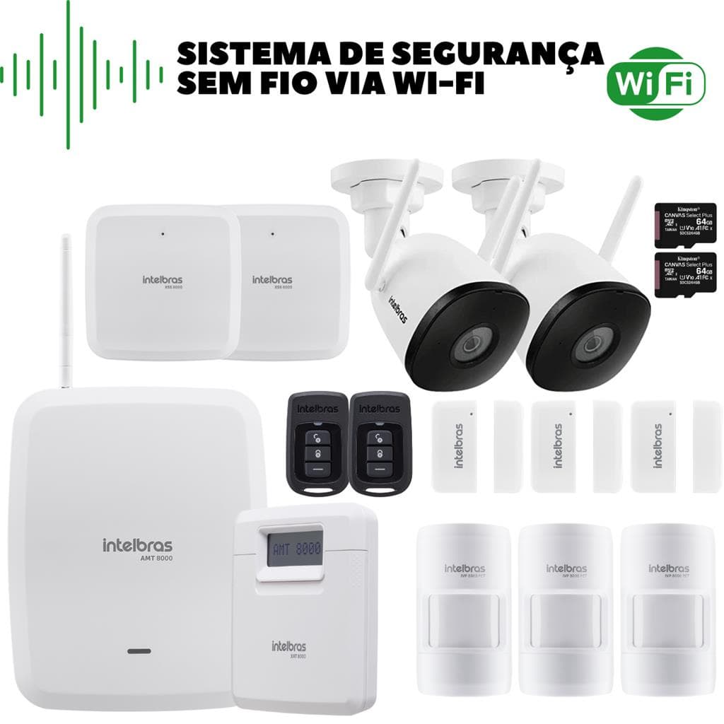 Kit Alarme Intelbras + 2 Câmeras Wi-Fi Full HD | Controle pelo Celular | Proteção Completa