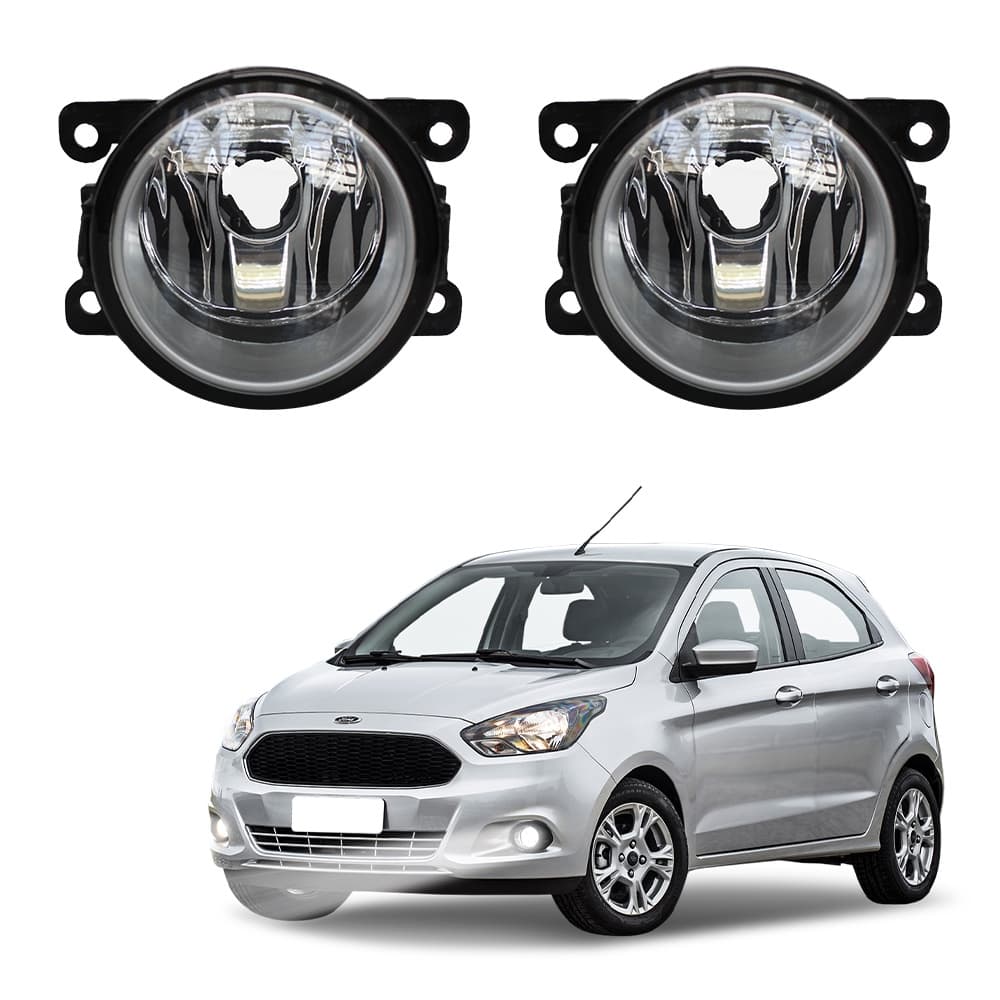 Farol de Milha Ka Hatch Sedan 2015 a 2021 Par Farol Auxiliar de Carro Lente Vidro Neblina Automotivo