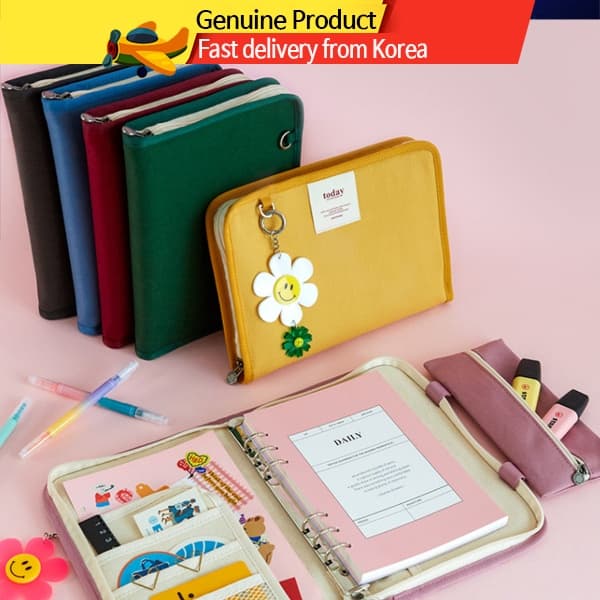Capa de Planner A5 6 Argolas em Tecido Canvas – Capa de Binder Diário Coreano (6 Cores) KOREA