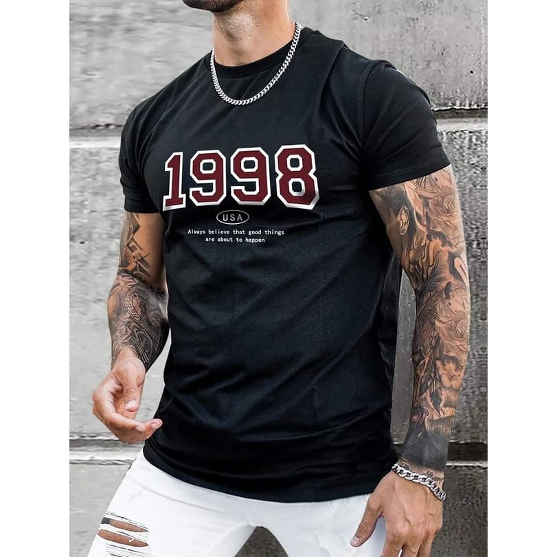 Camiseta Masculina Algodão 30.1 Estampada Camisa Masculina 1998